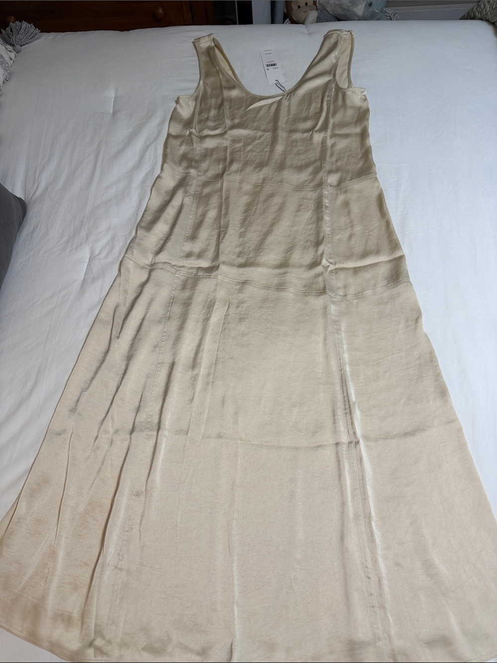 NWT Calvin Klein Cream Silky A-Line Tank Dress. Med